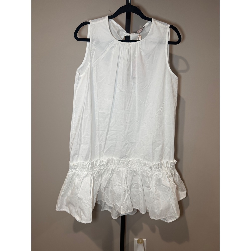 SAIPH NWT Sleeveless Cotton Dress Drop Waist White Bridal Italy Size Large